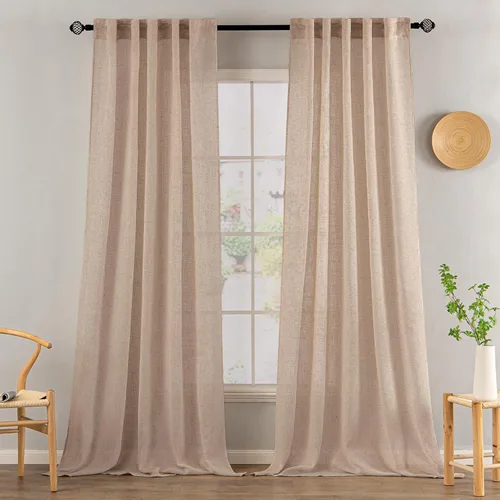 Miniatura 41 de MIULEE Cortinas de lino blanco de 108 pulgadas de largo para dormitorio, sala de estar, cortinas de ventana con textura de lino suave y grueso, Lino