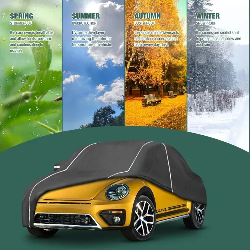 Miniatura 5 de Funda impermeable para automóvil compatible con Volkswagen New Beetle 1998-2024 para todo tipo de clima, 6 capas, cubierta completa para automóvil