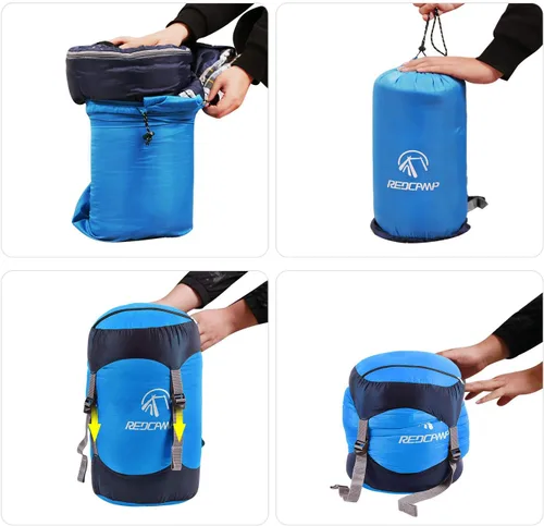 Miniatura 6 de REDCAMP - Saco de compresión de nailon, 10L/17L/27L/40L, bolsa de dormir ligera, ideal para mochileros, senderismo y campamento, azul/amarillo/verde
