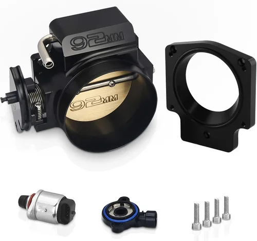 Miniatura 8 de Ensamble de cuerpo de acelerador de 92 mm de Endxedo Compatible con motor LS LS1 LS3 LS6 LSX de 4 pernos de aluminio negro