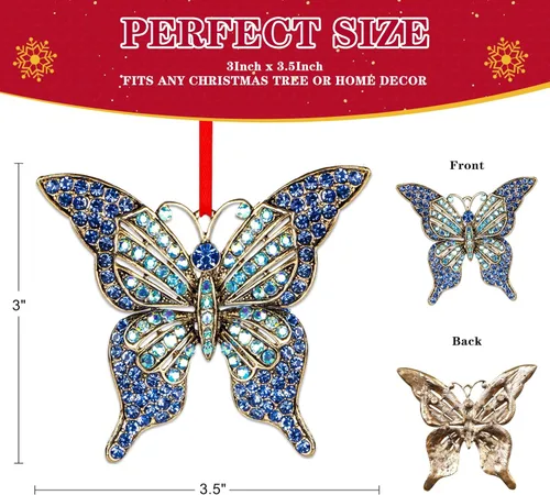 Miniatura 7 de WhatSign Adorno de mariposa para árbol de Navidad, adornos de Navidad colgantes de monarca de metal, decoraciones 2025, adornos de recuerdo únicos