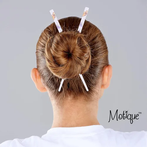 Miniatura 2 de Juego de 4 palillos para el cabello con mariposas, color blanco y negro