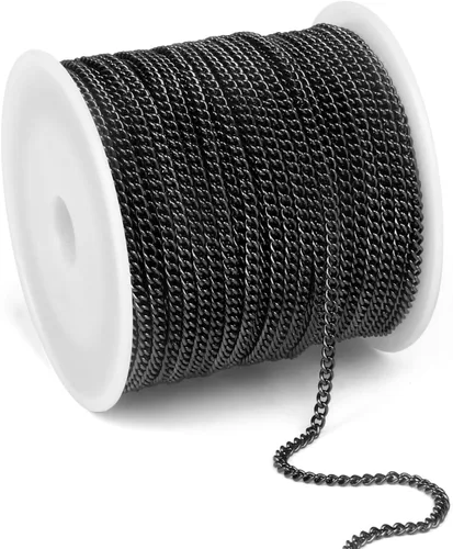 Miniatura 13 de [66 pies/20M] Cadena de bordillo de acero inoxidable chapada en oro de 18 quilates, 2mm, acero inoxidable 304, eslabones trenzados planos, cadenas