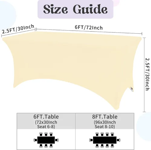 Miniatura 2 de HAISIWLKJ Paquete de 3 manteles beige de 6 pies para mesa plegable rectangular de elastano, ajustada, elástica, resistente a las arrugas, lavable