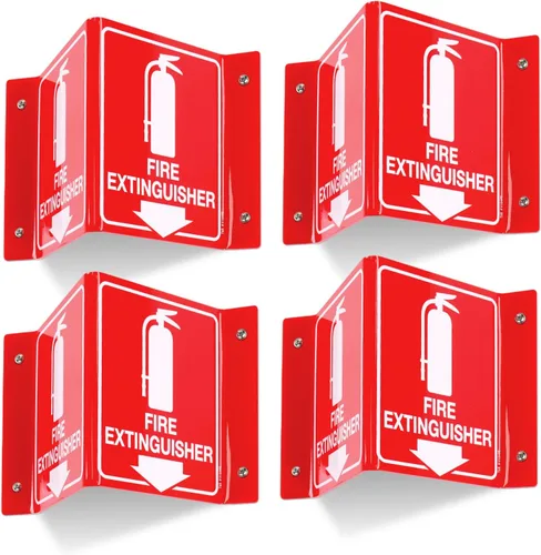 Miniatura 11 de Señal de extintor de incendios T&R, extintor de incendios con flecha hacia abajo - Paquete de 12 - Acrílico de 6 x 6 pulgadas, 2 orificios