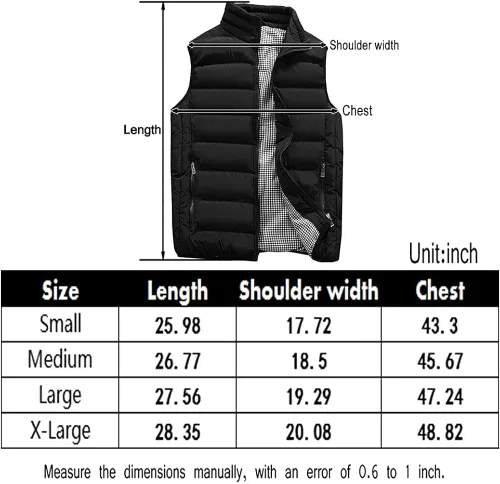 Miniatura 5 de Feiairuike Abrigos de chaleco acolchados para exteriores con cuello alto para hombre