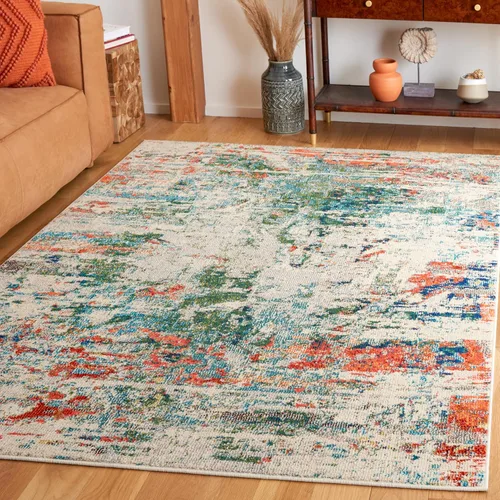Miniatura 12 de SAFAVIEH Madison Collection - Alfombra decorativa de 2 pies 2 pulgadas x 4 pies, color crema y naranja, diseño abstracto moderno, no desprende