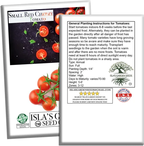 Miniatura 7 de Semillas pequeñas de tomate cereza roja para plantar, más de 500 semillas tradicionales por paquete, semillas de jardín de Isla