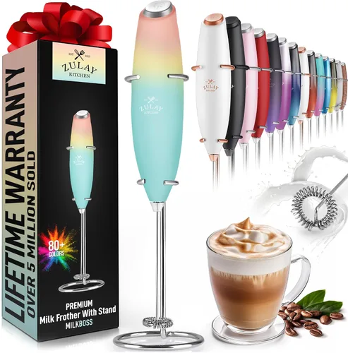 Miniatura 199 de Zulay Milk Boss Espumador de leche potente manual, hace espuma para latte, batidor para mezclar bebidas, café, miniespumador para capuchino, frappé