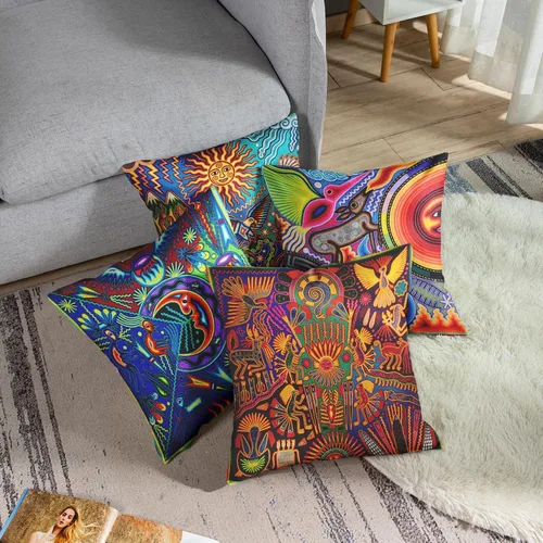 Miniatura 2 de Britimes - Juego de 4 fundas de almohada decorativas para cama, sofá, sofá, fundas de almohada, 18 x 18 in, 4 unidades Mexicano