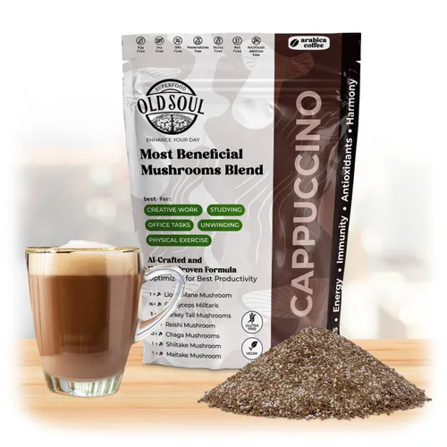 Miniatura 11 de OldSoul Superfood - Mezcla de café negro de hongos Café arábica Aproximadamente 70 dosis Energía, enfoque, inmunidad (14 onzas (paquete de 1)