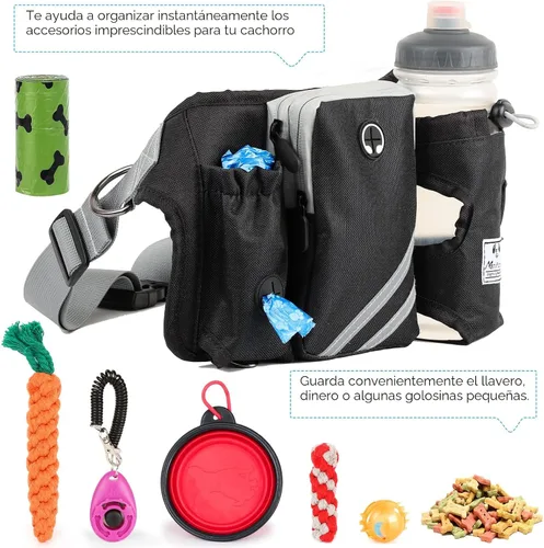 Miniatura 8 de SHINE HAI Correa retráctil para perro sin manos con dobles elásticos para 2 perros, riñonera con cinturón ajustable para la cintura, correa