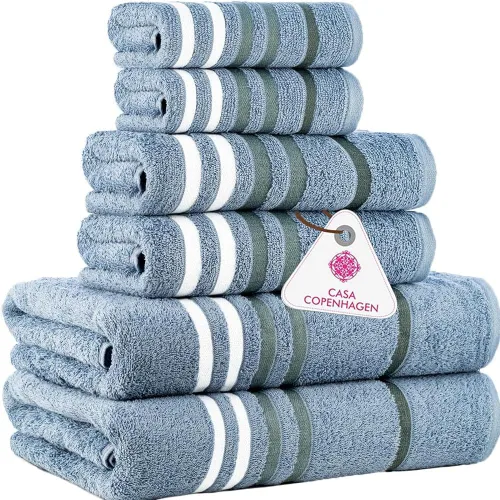 Miniatura 69 de CASA COPENHAGEN Solitaire Juego de 6 toallas - Negro, 600 GSM 2 toallas de baño 2 toallas de mano 2 toallitas, diseñadas en Dinamarca, hechas