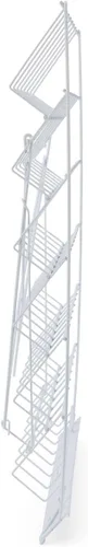 Miniatura 5 de Displays2go Revistero de alambre con 6 niveles abiertos, capacidad para revistas y folletos, incluye canal de letrero en la parte delantera, alambre