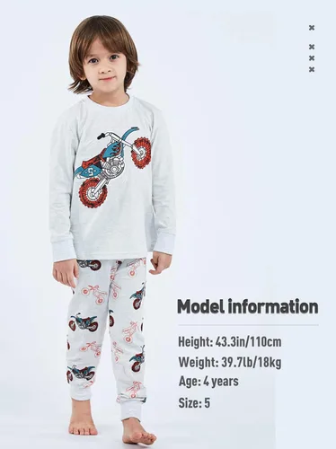 Miniatura 2 de A&J DESIGN Pijama de algodón estampado para niños de 2 a 14 años, conjunto de pijama de 2 piezas