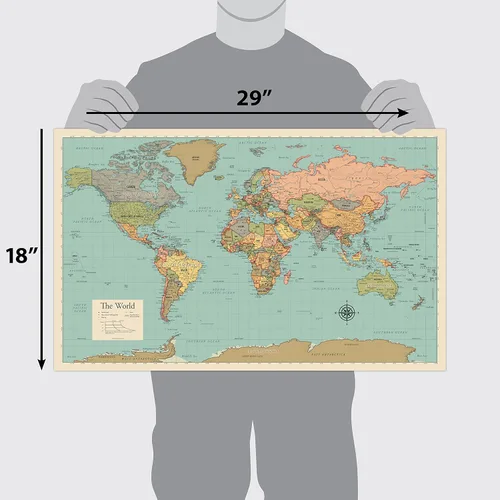 Miniatura 2 de Póster de mapa mundial laminado - Mapa del mundo [Verde]