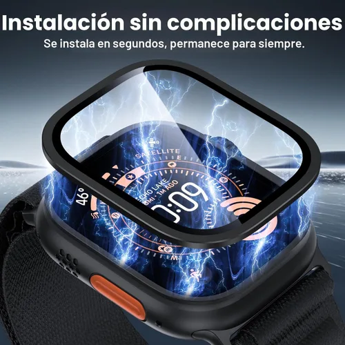 Miniatura 7 de Uyiton Protector de pantalla para Apple Watch Ultra 3/2/1, marco de aleación de titanio y vidrio templado 9H, protección militar [Keep Original]