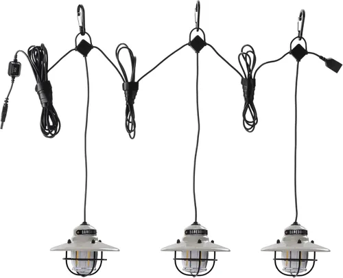 Barebones Edison - Guirnalda de luces colgantes, color blanco vintage, 3 bombillas LED de estilo Edison con cable de 10 pies, faroles de exterior de