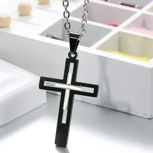 Miniatura 26 de OIDEA Cross Pendant Necklace for Men Women: High Polish Hollow Openwork Stainless Steel Cross Chain Mens Jewelry Gifts