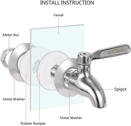 Miniatura 7 de X-Chef Reemplazo de la espita del dispensador de bebidas, espita de metal de acero inoxidable para tarro de vidrio y dispensador de bebidas