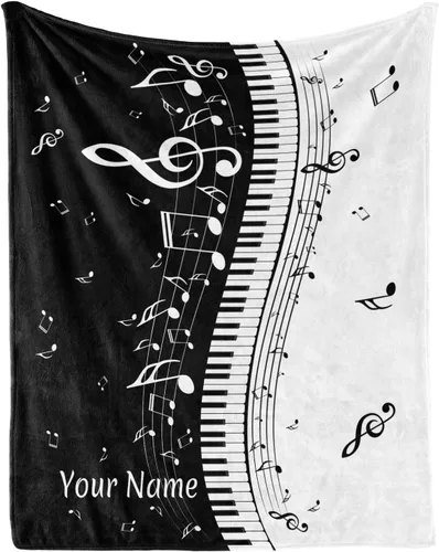 Miniatura 25 de Levens Manta Musical Regalos para Mujeres Niñas Hombres 60"x50", Decoración de Notas Musicales de Piano Abstracto para el Hogar, Dormitorio, Sala