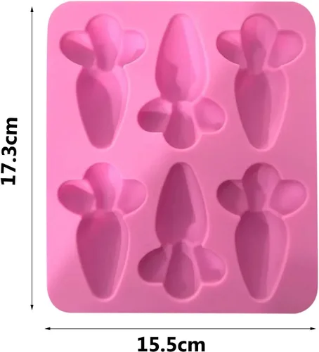 Miniatura 7 de ASkinds Molde de chocolate con zanahoria de Pascua, 6 cavidades, bandeja de silicona antiadherente para chocolate, molde para hornear bricolaje