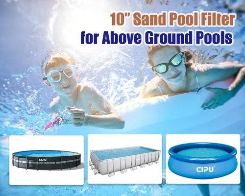 Miniatura 6 de CIPU Sistema de bomba de filtro de arena de 10 pulgadas, práctica válvula de 4 vías para piscinas sobre el suelo con bomba de piscina de 0.25 HP 115
