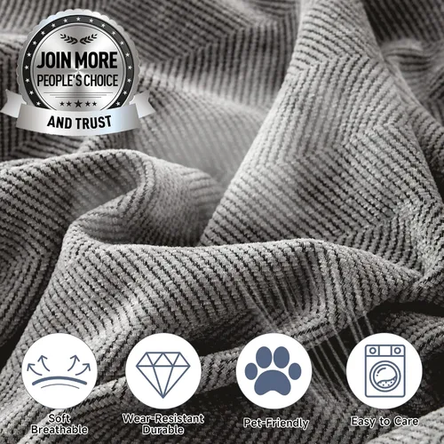 Miniatura 180 de STACYPIK Funda de sofá gris impermeable para perros, funda de sofá antideslizante para sofá de 3 cojines, funda seccional lavable para forma de L