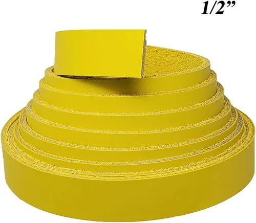 Miniatura 4 de Amarillo Tiras de piel 2 inch de ancho hasta 96 inch de largo – 6 – 7. (2.4 – 2,8 mm.) LATIGO tiras de piel por pitka piel
