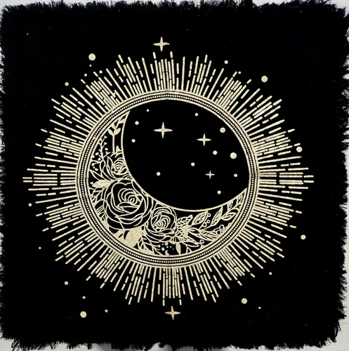 Miniatura 42 de CRAFT KALA Tela de altar planetas espirituales, estrellas rituales y galaxia, hermoso sistema solar, sistema solar, oro y plata, 24 x 24 pulgadas