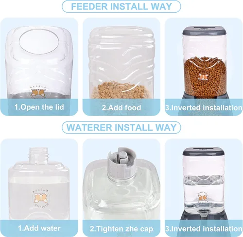 Miniatura 6 de Elevon Comedero Automático para Gatos, Juego de Cuenco Dispensador de Comida y Agua por Gravedad para Perros Pequeños y Medianos, Comedero