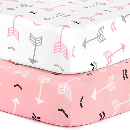 Miniatura 33 de Pack n Play Sheets, BROLEX 2 Pack Mini Crib Sheets,Stretchy Portable Fitted Playard Sheet Set, Convertible Playard Mattress Cover,Ultra Soft
