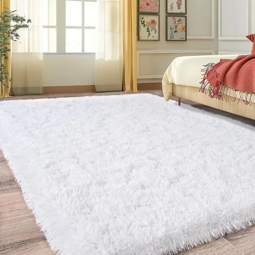 Miniatura 19 de Alfombra pequeña rosa para dormitorio, alfombras de área esponjosas peludas de 2x3 pies para habitación de niñas y niños, alfombra suave