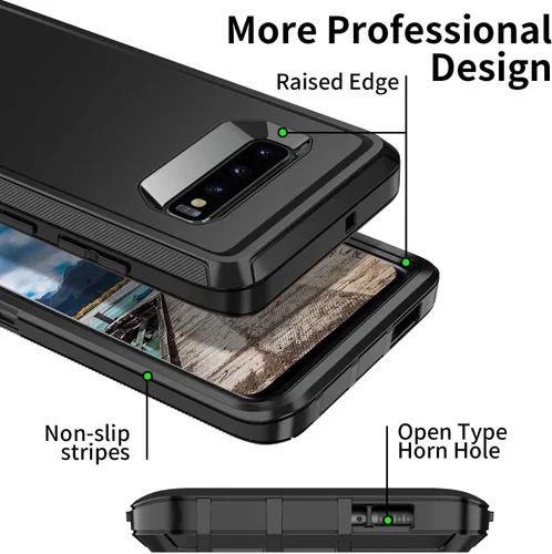Miniatura 3 de Funda para Galaxy S10, [sin protector de pantalla] resistente a prueba de golpes, polvo y caídas, 3 capas de protección completa del cuerpo, funda