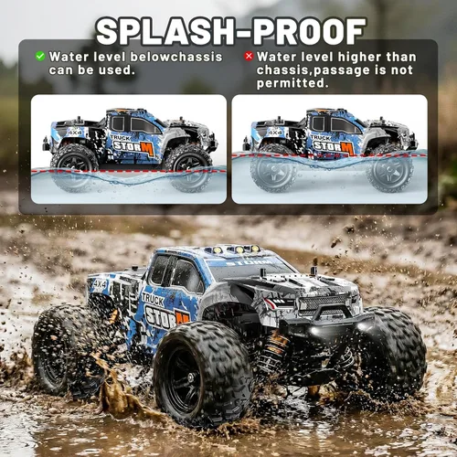 Miniatura 6 de Autos RC 1:18 4x4 Camión monstruo de alta velocidad para niños y adultos, vehículo de control remoto todoterreno de 22.4 mi/h, camión RC impermeable