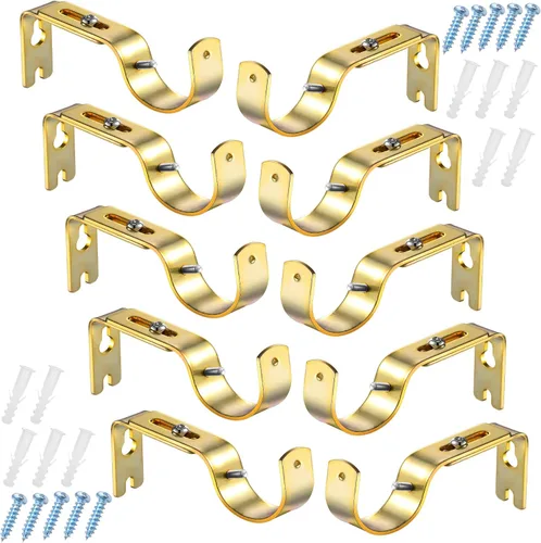 Miniatura 9 de Frienda 4 soportes de barra de cortina resistentes pintados de plata ajustables para barra de cortina de 1 pulgada de diámetro, soportes de Plata