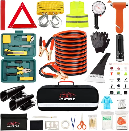 Kit de emergencia en carretera para automóvil, 86 piezas, kit de asistencia lateral de seguridad para viajeros de invierno, kit esencial para