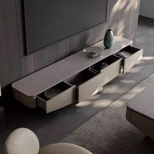 Miniatura 4 de TV Stand for Bedroom Marble Slate Countertop TV Cabinet Living Room Media Entertainment Center Home Audio-Visual Storage(220 * 40 * 40cm)