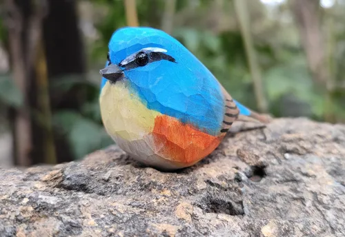 Miniatura 20 de Figura de pájaro de madera Azure Tit, tilo tallado a mano, marrón claro, decoración moderna para el hogar, regalo de pájaro