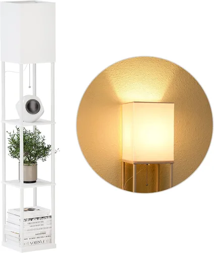 Miniatura 14 de SUNMORY Lámpara de pie de gran tamaño con estantes, lámpara de pie moderna de 4 niveles con bombilla de 3 temperaturas de color, lámpara de pie alta
