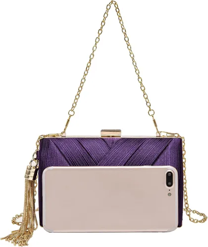 Miniatura 3 de Elegante bolso de mano con colgante de borla para mujer, bolso de mano de seda para novia, boda, baile de graduación, fiesta nocturna