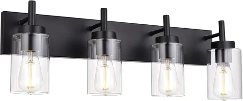 Miniatura 12 de Lámpara de tocador para baño, níquel cepillado, 3 luces, moderna lámpara de pared con pantalla de vidrio transparente, lámpara de pared rústica