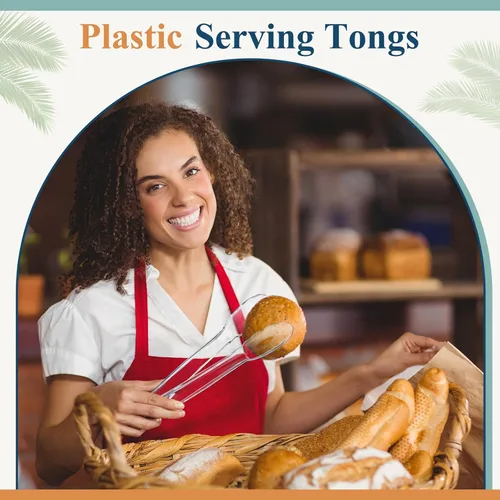 Miniatura 7 de Tessco for you 50 pinzas de plástico para servir a granel, pinzas desechables de plástico de 9 pulgadas, pinzas de ensalada resistentes para cocina