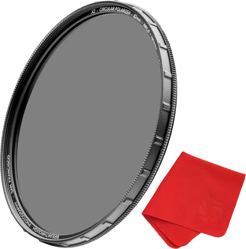 72mm X2 CPL Filtro Polarizante Circular para Lentes de Cámara - Filtro Polarizador de Vidrio Óptico AGC con Paño para Lentes - MRC8 - Recubrimientos