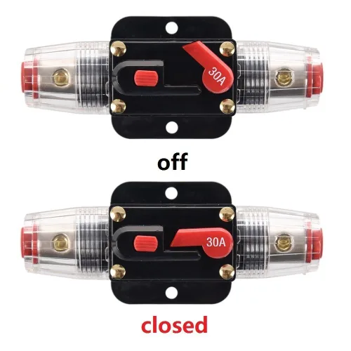 Miniatura 2 de Interruptor de circuito de 30 amperios de reinicio manual, inversor en línea, fusible para coche, motores de arrastre marino, barco, vehículos todo