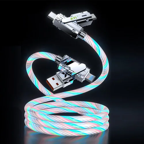 Miniatura 27 de AYI 3 combinaciones de múltiples puertos USB A a USBC Micro PD cable de carga rápida iluminado flujo de corriente compatible con casi todos