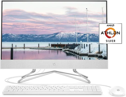 HP - Computadora todo en uno de 24 pulgadas, procesador AMD Athlon Silver 3050U, 8 GB RAM, 256 GB SSD, Windows 10 Home (24-dd0010, blanco)