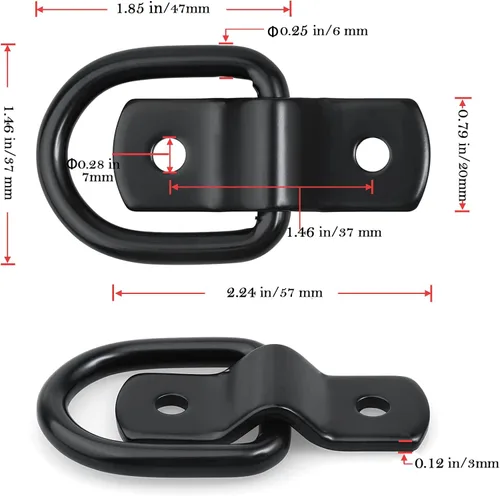 Miniatura 3 de Anclaje de amarre de anillo en D de 1/4 de pulgada, anillos de anclaje de remolque de alta resistencia, capacidad de 2400 libras, remolques