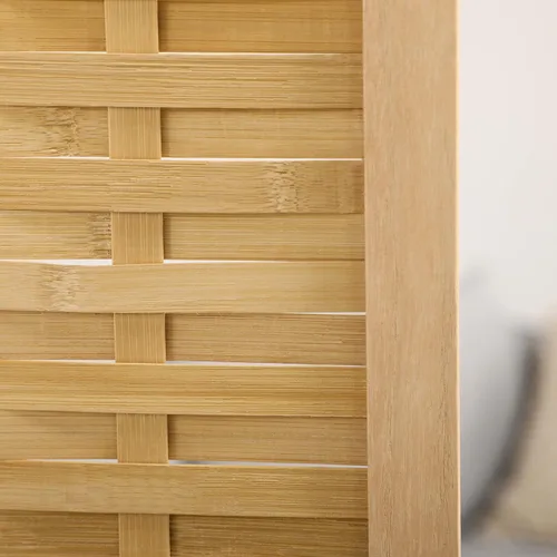Miniatura 8 de HOMCOM Divisor de habitación de 4 paneles, pantallas de privacidad plegables portátiles de bambú de 5.5 pies de alto, divisores de pared