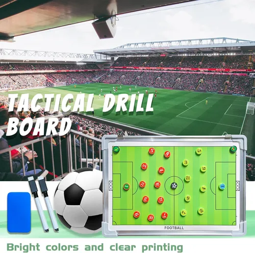 Miniatura 2 de PhantomSky Tablero de estrategia profesional portátil de aleación de aluminio para fútbol/fútbol, con marcadores magnéticos, bolígrafo, borrador